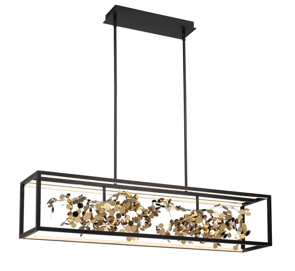 Terlizzi, Large Linear LED Chandelier, Matte Black