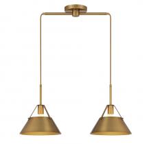 Savoy House Meridian CA M100107NB - 2-Light Linear Chandelier in Natural Brass