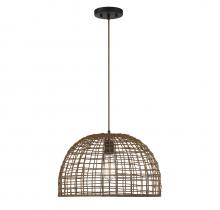 Savoy House Meridian CA M70105DR - 1-Light Pendant in Dark Rattan with A Dark Brown Socket