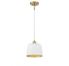 Savoy House Meridian CA M70118WHNB - 1-Light Pendant in White with Natural Brass