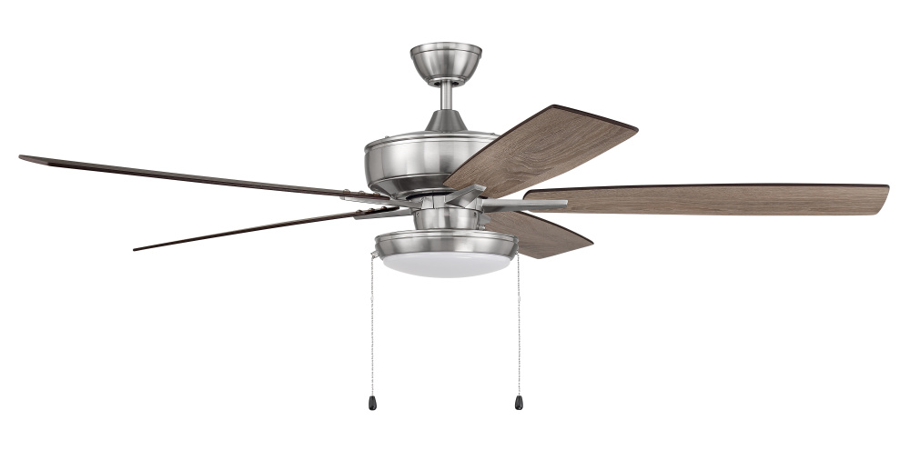 60" Super Pro 119 in Brushed Polished Nickel w/ Driftwood/Grey Walnut Blades