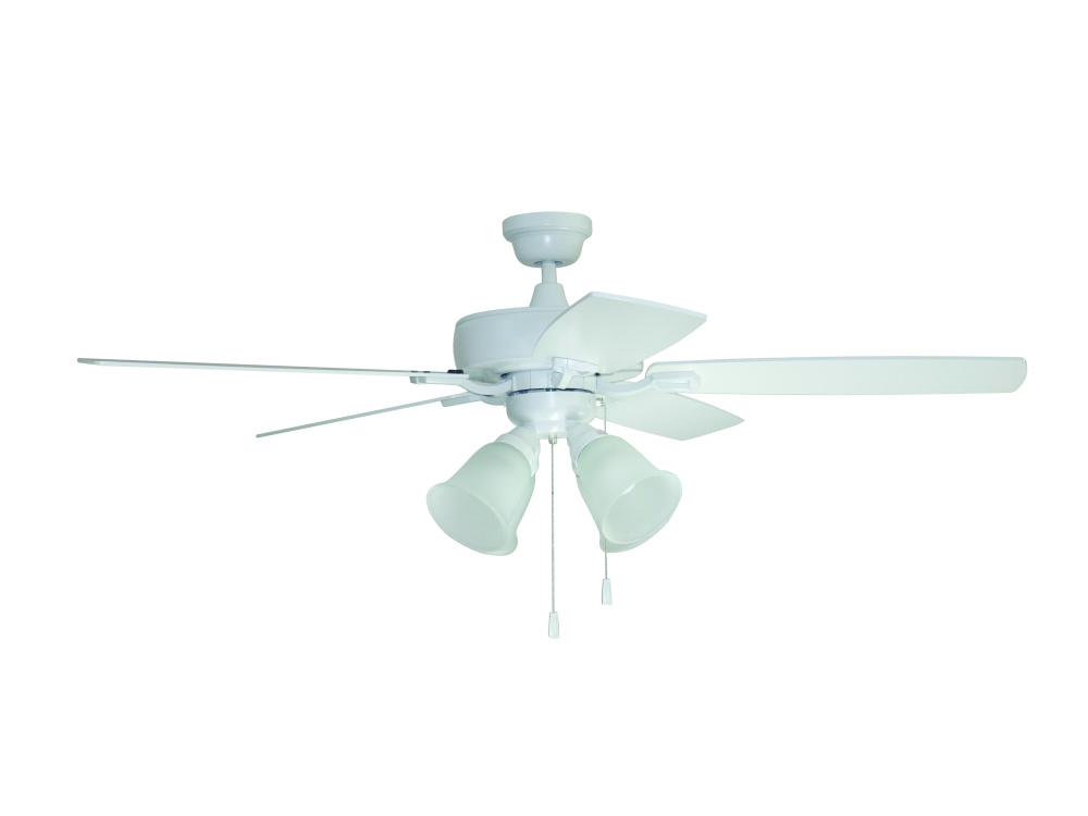 52" Twist N Click Fan in White w/ White/Washed Oak Blades (4-Light)