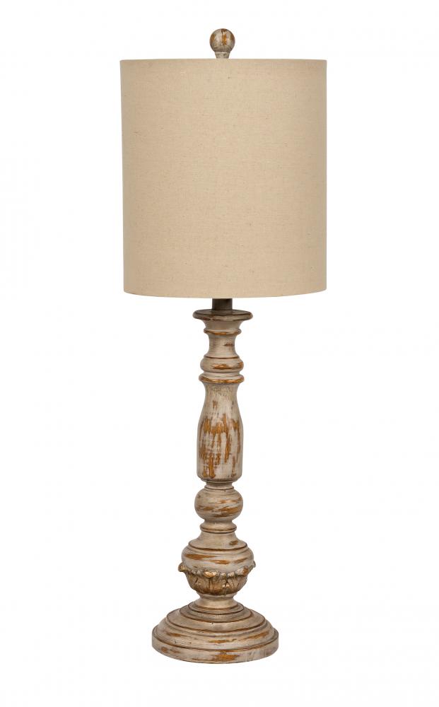 Dist Grey Poly Base Table Lamp w/Hard Back Oatmeal Shade