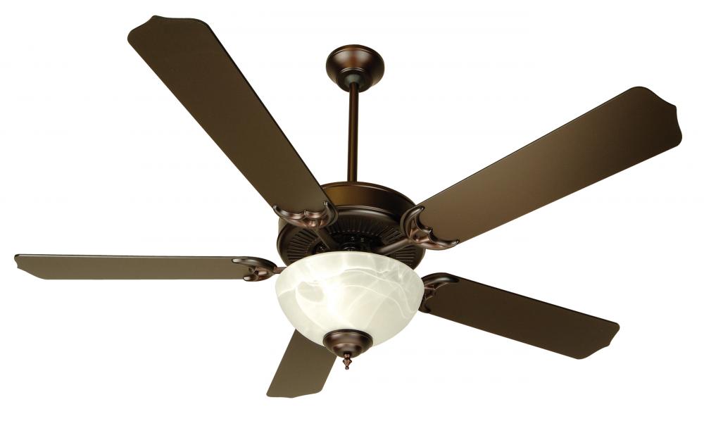 Two Light Ob - Oiled Bronze Alabaster Glass Fan Motor Without Blades