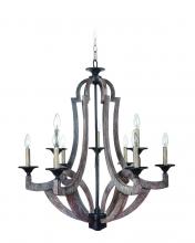 Craftmade 35129-WP - Winton 9 Light Chandelier in Weathered Pine/Bronze