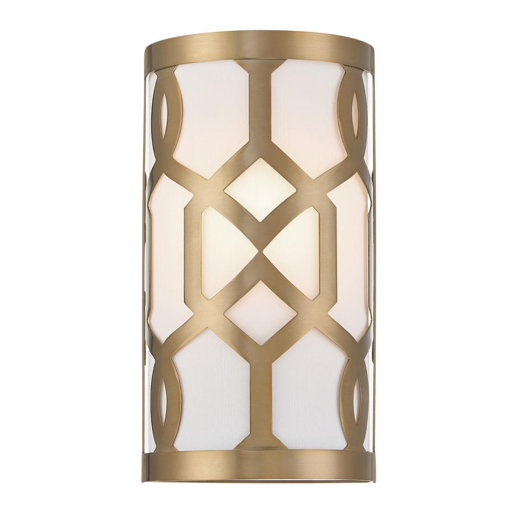 Libby Langdon for Crystorama Jennings 1 Light Aged Brass Sconce