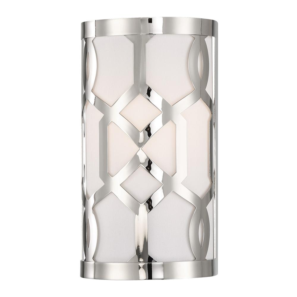 Libby Langdon for Crystorama Jennings 1 Light Polished Nickel Sconce