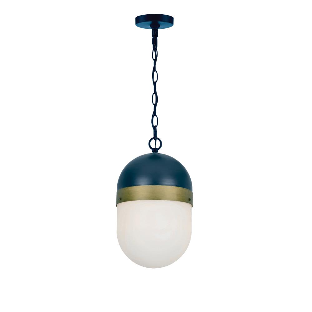 Brian Patrick Flynn for Crystorama Capsule 1 Light Matte Black + Textured Gold Outdoor Pendant