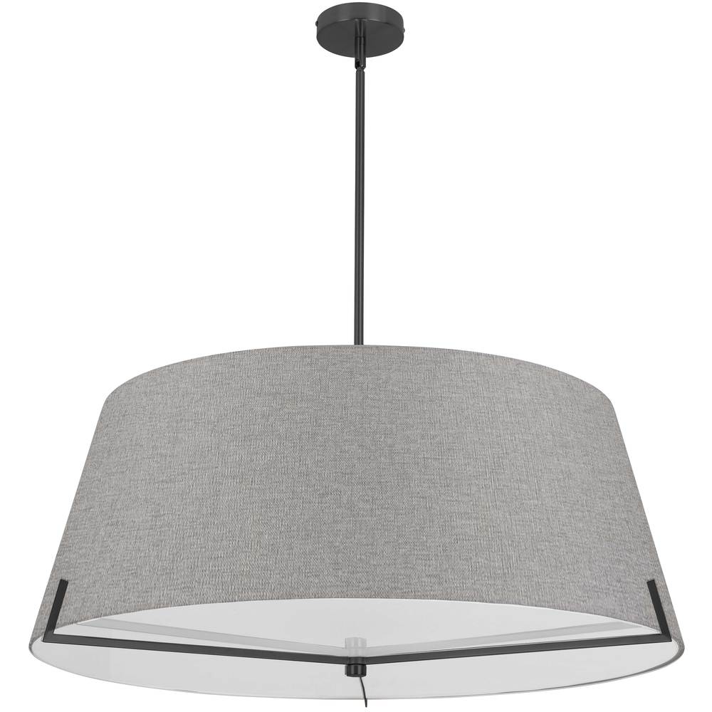 4 LT Incandescent Pendant, MB w/ GRY fabric shade
