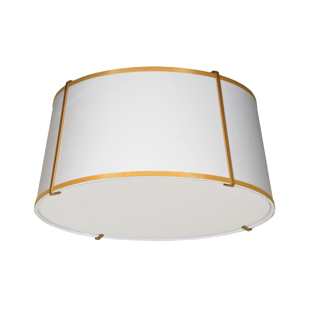 3 Light Trapezoid Flush Mount Gold frame and White Shade w/ 790 Diffuser