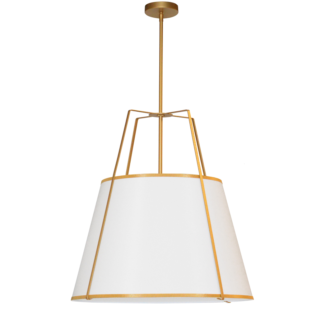 3LT Trapezoid Pendant GLD/WH Shade w/790Diff