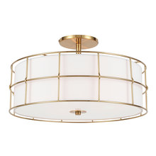 Dainolite ALC-163SF-AGB - 3 Light Incandescent Aged Brass Semi-Flush Mount Fixture w/White Shade