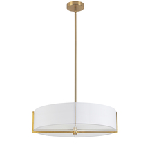 Dainolite PST-214P-AGB-WH - 4 Light Incandescent Pendant, Aged Brass with White Shade