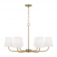 Capital Canada 449462AD-706 - 6-Light Chandelier in Aged Brass with White Fabric Stay-Straight Shades