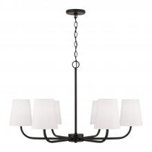 Capital Canada 449462MB-706 - 6-Light Chandelier in Matte Black with White Fabric Stay-Straight Shades