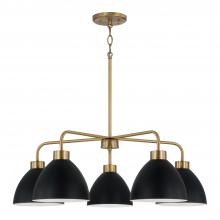 Capital Canada 452051AB - 5-Light Chandelier in Aged Brass and Black