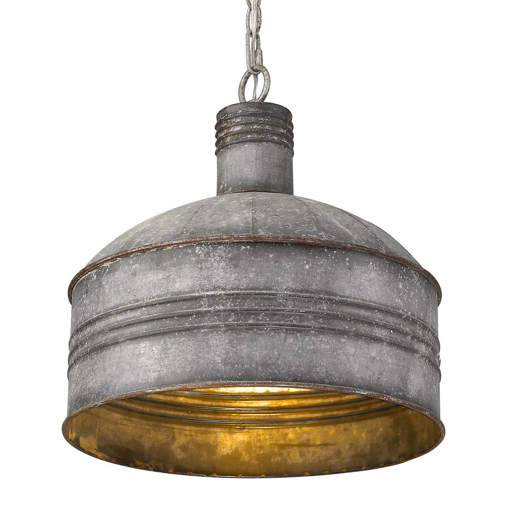 Shiloh Large Pendant in Aged Galvanized Steel