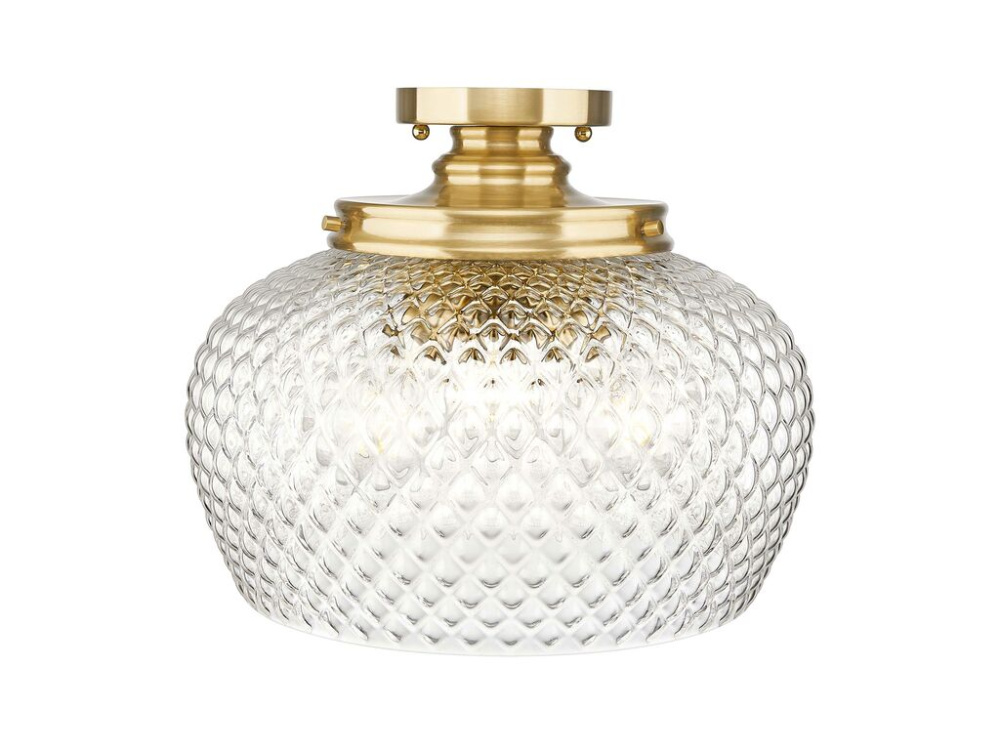 Adeline 3 Light Semi-Flush in Modern Brushed Gold with Clear Glass Shade
