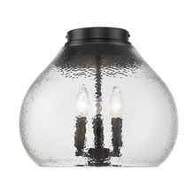 Golden Canada 1094-3FM BLK-HCG - Ariella 3-Light Flush Mount in Matte Black with Hammered Clear Glass