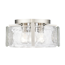 Golden Canada 3164-FM PW-HWG - Aenon 3-Light Flush Mount in Pewter with Hammered Water Glass