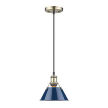 Golden Canada 3306-S AB-NVY - Orwell 7.5" Wide Small Pendant in Aged Brass with Matte Navy