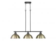 Golden Canada 3602-3LP BLK-AB - Duncan 1-Light Pendant with Chain in Rubbed Bronze with Matte Navy