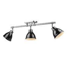 Golden Canada 3602-3SF CH-BK - Duncan 3-Light Semi-Flush - Track Light in Chrome with Black