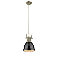Golden Canada 3604-S AB-BK - Duncan Small Pendant with Rod in Aged Brass with Black