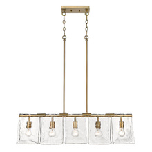 Golden Canada 6072-LP MBS-HWG - Serenity Linear Pendant in Modern Brass with Hammered Water Glass Shade