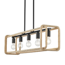 Golden Canada 6085-LP BLK-NR - Camden Linear Pendant in Matte Black with Natural Raphia Rope
