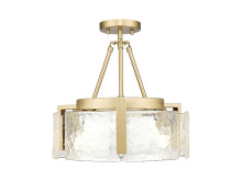 Golden Canada 3164-3SF BCB-HWG - Aenon 3-Light Semi-Flush in Brushed Champagne Bronze with Hammered Water Glass Shade
