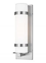 Generation Lighting 8618301-04 - Alban modern 1-light outdoor exterior medium round wall lantern in satin aluminum silver finish with