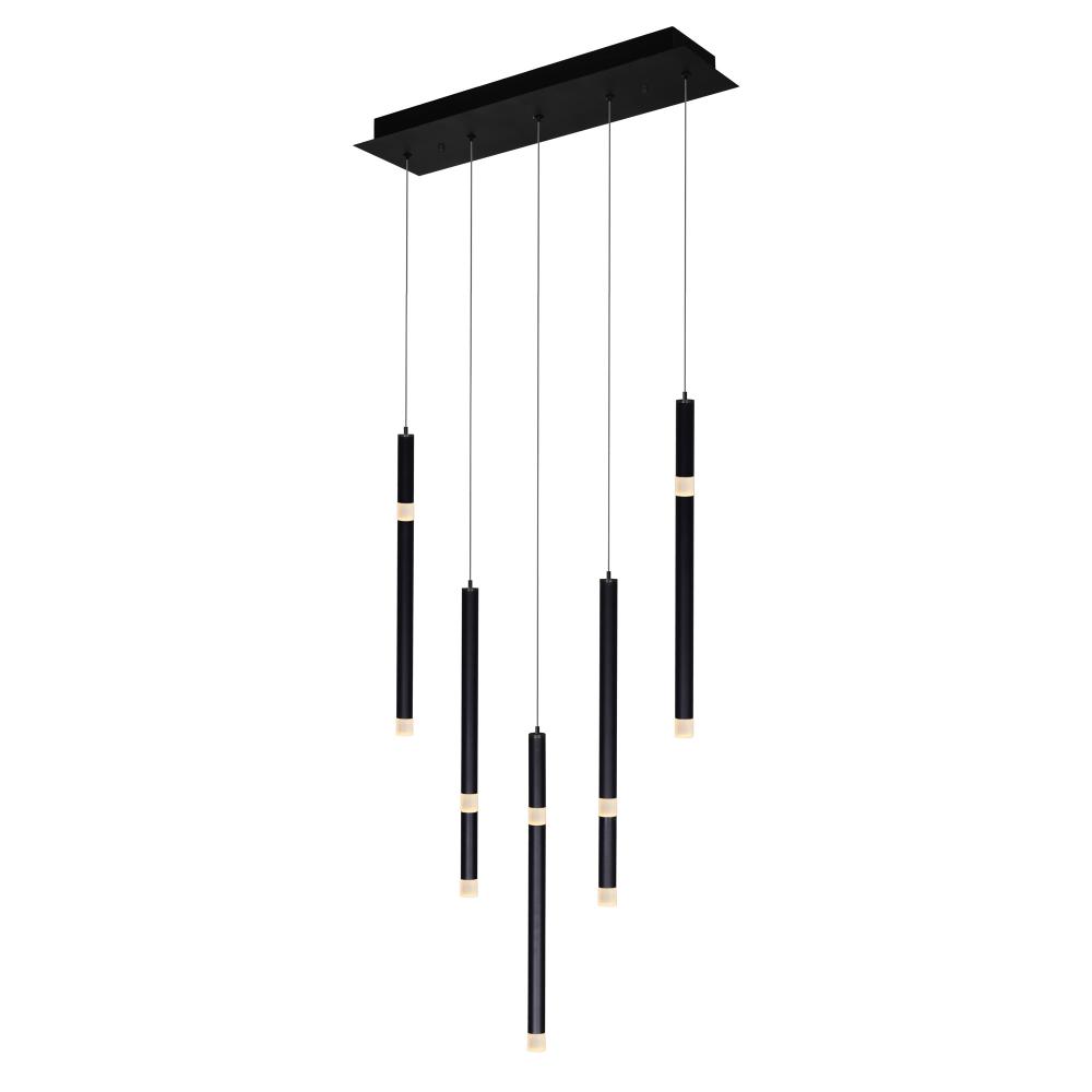 Flute 5 Light LED Chandelier With Black Finish