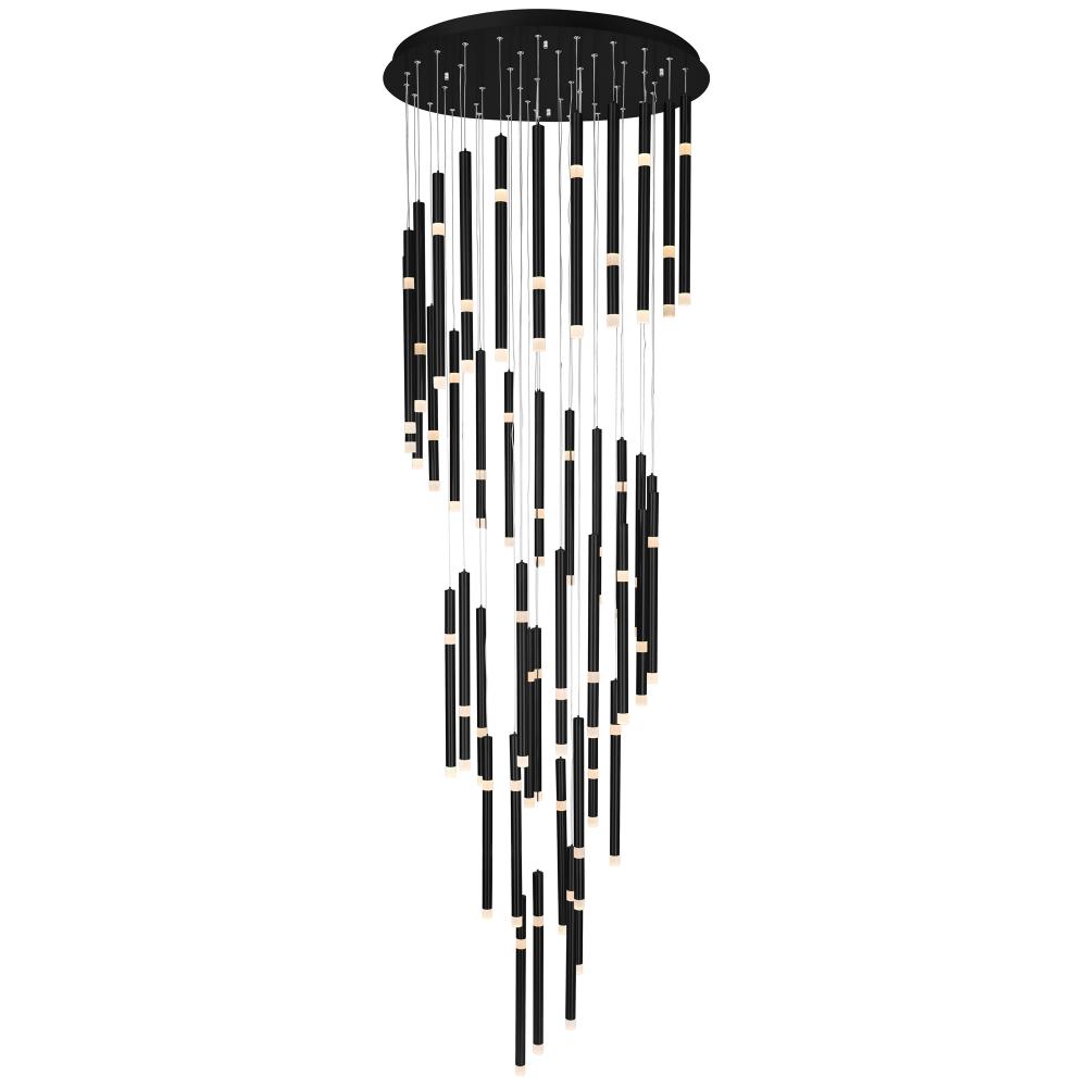 Flute 54 Light LED Chandelier With Black Finish