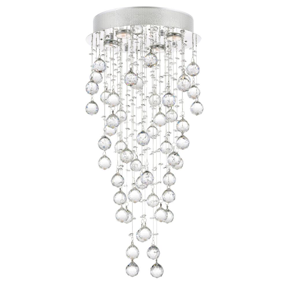 Rain Drop 4 Light Flush Mount With Chrome Finish