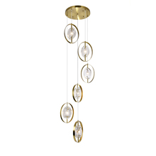CWI Lighting 1224P21-6-625 - Iris 6 Light Pendant With Brass Finish