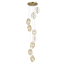 CWI Lighting 1224P24-9-625 - Iris 9 Light Pendant With Brass Finish