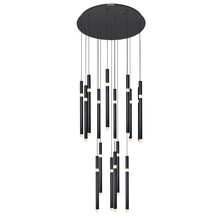 CWI Lighting 1262P24-16-101 - Flute 16 Light LED Chandelier With Black Finish