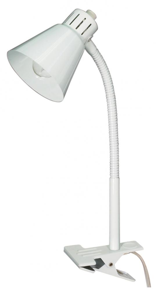 Clip-On Gooseneck Lamp - 1 Light - White