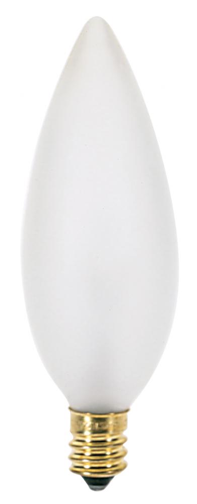 60 Watt B10 Incandescent; Frost; 2500 Average rated hours; 642 Lumens; Candelabra base; 130 Volt