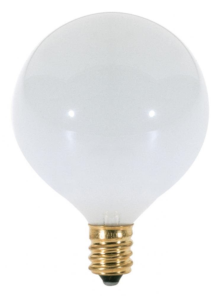15 Watt G16 1/2 Incandescent; Gloss White; 1500 Average rated hours; 94 Lumens; Candelabra base; 120