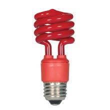 Satco Products Inc. S5512 - 13 Watt; Mini Spiral Compact Fluorescent; Red; Medium base; 120 Volt
