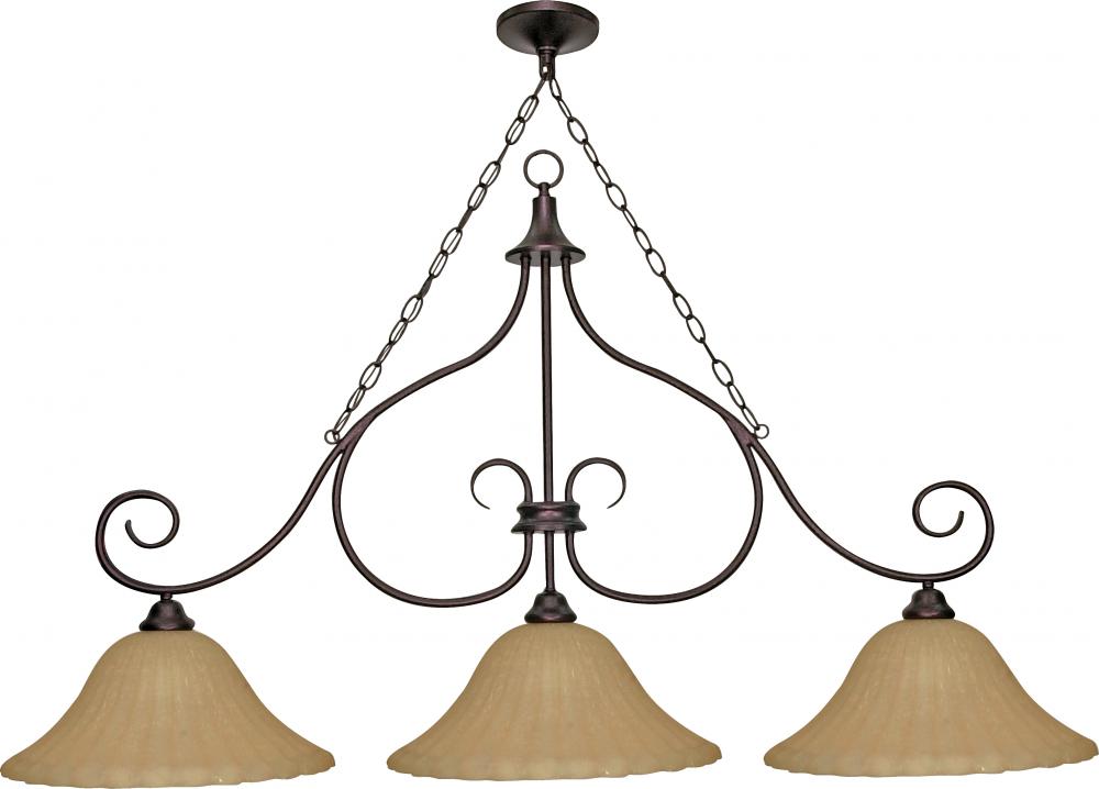 Moulan; 3 Light; 52 in.; Trestle with Champagne Linen Washed Glass