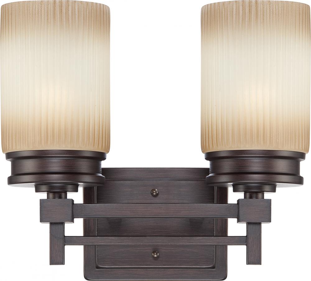 Wright - 2 Light Vanity Fixture w/ Amaretto Glass