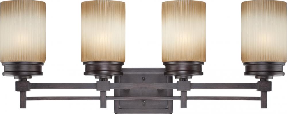 Wright - 4 Light Vanity Fixture w/ Amaretto Glass
