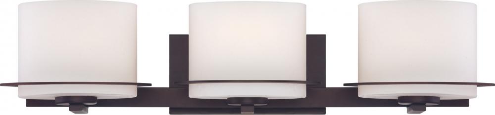 3-Light Wall Mounted Vanity Light in Venetian Bronze Finish with Etched Opal Glass