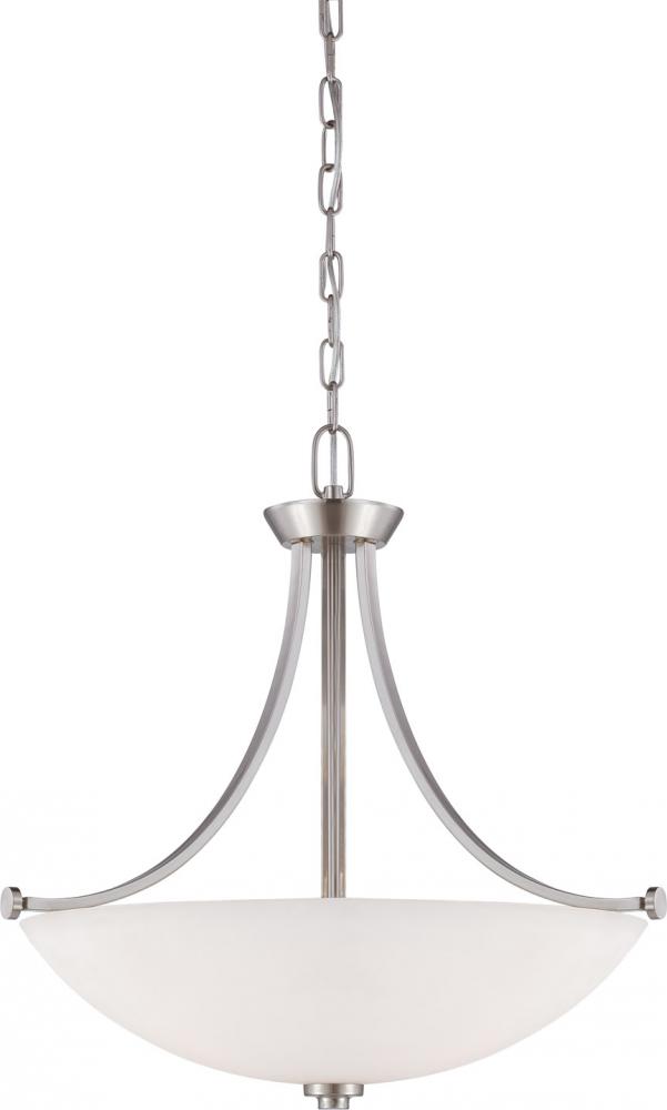 3-Light Pendant Light Fixture in Brushed Nickel Finish with Frosted Glass