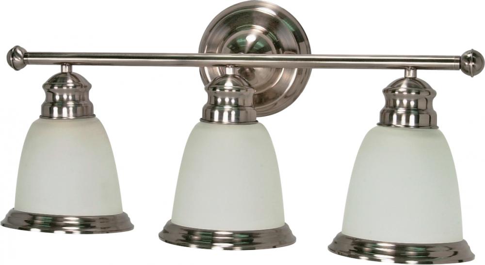 3-Light Vanity Fixture in Smoked Nickel Finish with Satin Frosted Glass and (3) 13W GU24 Bulbs