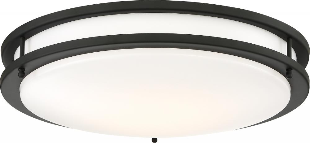 Glamour LED - 17" - Flush with White Acrylic Lens - Black Finish