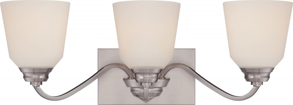 Calvin - 3 Light Vanity Fixture with Satin White Glass - LED Omni Included